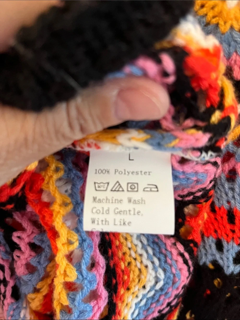 Multicolor Open-Knit Striped Women’s Sweater - Pink, Orange & Black